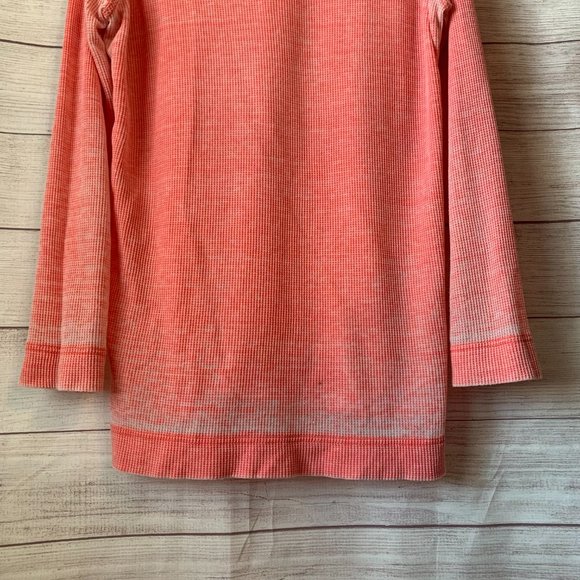 Coral Lightweight Distressed Tunic Shirt Waffle Pattern Ombre Faded Size 6 - Picture 7 of 9